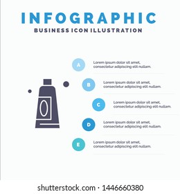 Cream, Cleaning, Clean Solid Icon Infographics 5 Steps Presentation Background