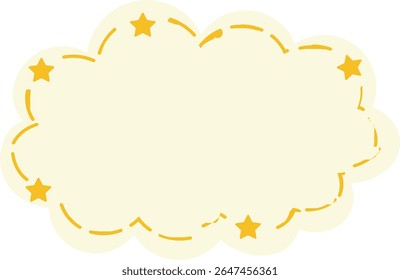 Cream cloud-shaped frame with dashed and star accents, ideal for children’s designs, playful decor, labels, or dreamy themes.