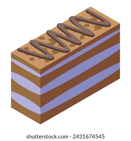 Cream cocoa cake icon isometric vector. Napoleon dessert. Cream sweet