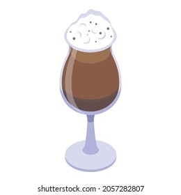 Cream coffee glass icon. Isometric of cream coffee glass vector icon for web design isolated on white background