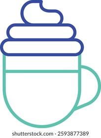 Cream Coffee outline dual color vector illustration icon design