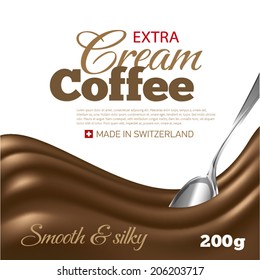 Cream coffee white background with wave