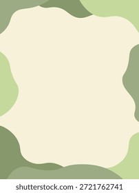 Marco de fondo abstracto de color crema con marco ondulado con color degradado verde pastel