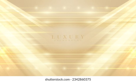 Cream colored abstract luxury background with golden light effect decoration and bokeh. Vector illustration.