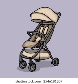 Cream colored baby stroller with canopy