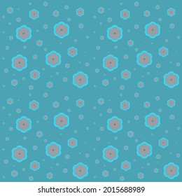 Cream colored flowers, various sizes, on a blue background, vector, suitable for fabrics, decorations.