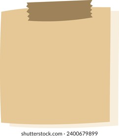 Cream colored sticky note with brown paper staples, flat icon