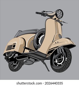 ilustración gráfica vectorial del vehículo de color crema tanto para la cubierta como para el diseño
