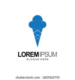 cream and cone combination logo with flat blue style