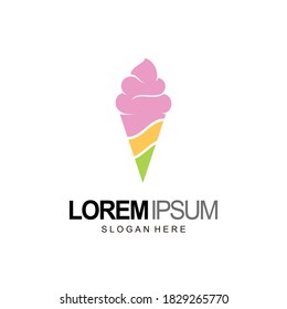 Logo für die Kombination aus Creme und Kegel mit flachem bunten Stil
