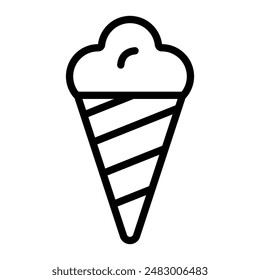 Cream Cone Vector Line Icon Design