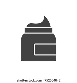Cream container black filled solid icon.