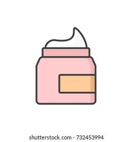 Cream container colored flat line icon.