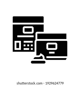 vector de icono de glifo de contenedor de crema. signo de contenedor de crema. símbolo de contorno aislado ilustración negra