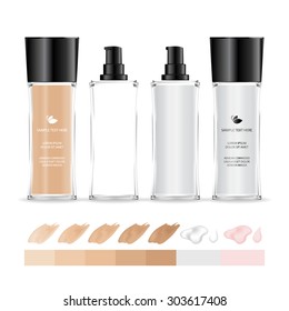 Cream container isolated on white background. Cosmetic glass bottle (transparent). Beauty product package, vector illustration.