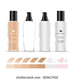 Cream container isolated on white background. Cosmetic glass bottle (transparent). Beauty product package, vector illustration.