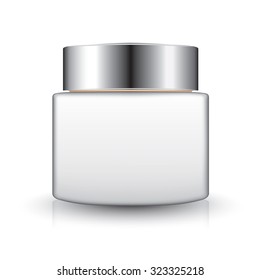 Cream container isolated on white background.