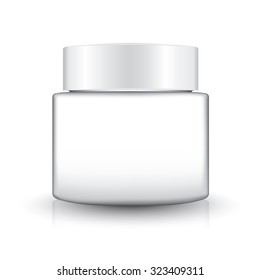 Cream container isolated on white background.