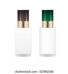 Cream container isolated on white background. Cosmetic glass bottle for cream
