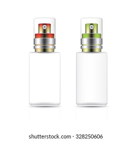 Cream container isolated on white background. Cosmetic glass bottle for cream