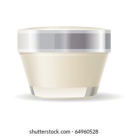 Contenedor de crema aislado en fondo blanco