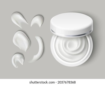 Cream container smears. Realistic skin care