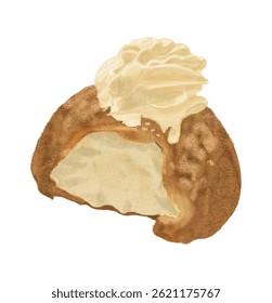 Biscoito de creme, pão de choux, comida de sobremesa
