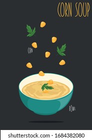 Cream corn soup. Vector illustration