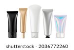 Cream Cosmetic Blank Tubes Packages Set Vector. Hygiene Moisturizing Lotion, Toothpaste And Shampoo Tubes Containers. Health Care Gel Product Packaging Template Realistic 3d Illustrations