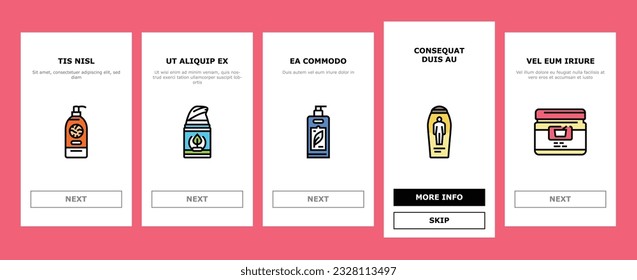 cream cosmetic product beauty onboarding mobile vector. care white, lotion face, skin makeup, gel liquid, facial natural, packaging body cream cosmetic product beauty Illustration