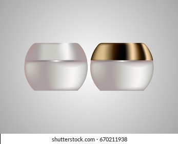 Cream cosmetics sample is white with Golden cap isolated