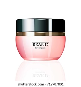 Cream Cosmetics set Vector realistic mock up. Hydration cream bottle. Perfect for advertising, flyer, banner, poster. 3d illustrations