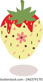 Fresas cubiertas de crema en Diseños planos y Formas. Vector de dibujos animados Ilustración