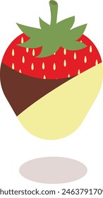 Cream Covered Strawberries in Flat Designs and Shapes. Vector Cartoon Illustration