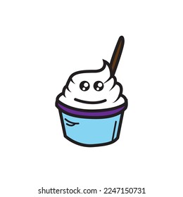 cream in a cup illustration vector doodle.