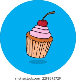 Cream Cupcake with Cherry Topping