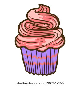 Cream cupcake icon. Hand drawn illustration of cream cupcake vector icon for web design