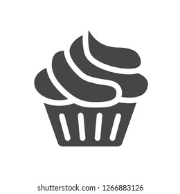 cream cupcake icon, vector illustration, black sign on isolated background