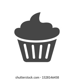 cream cupcake icon, vector illustration, black sign on isolated background
