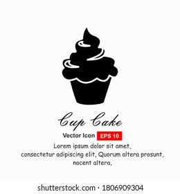 Cream cupcake icon, vector illustration, black sign on isolated background