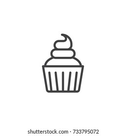 Cream cupcake line icon, outline vector sign, linear style pictogram isolated on white. Symbol, logo illustration. Editable stroke