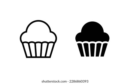 cream cupcake muffin icon illustration confectionery icon button, vector, sign, symbol, logo, illustration, editable stroke, flat design style isolated on white Sweet food