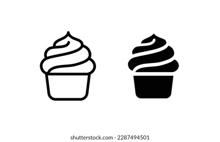 cream cupcake muffin icon illustration confectionery icon button, vector, sign, symbol, logo, illustration, editable stroke, flat design style isolated on white Sweet food