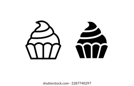 cream cupcake muffin icon illustration confectionery icon button, vector, sign, symbol, logo, illustration, editable stroke, flat design style isolated on white Sweet food