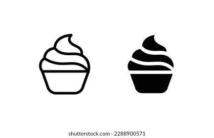 cream cupcake muffin icon illustration confectionery icon button, vector, sign, symbol, logo, illustration, editable stroke, flat design style isolated on white Sweet food