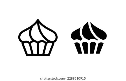 cream cupcake muffin icon illustration confectionery icon button, vector, sign, symbol, logo, illustration, editable stroke, flat design style isolated on white Sweet food