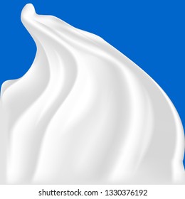 Cream curls. 3d realistic stabilized whipped cream. For package design. Vector illustration.