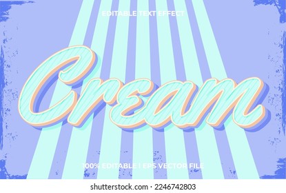 Cream editable text effect, lettering typography font style, soft blue 3d text for tittle