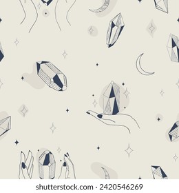 Cream esoteric seamless pattern with mystical vibes
