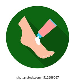 Cream for feet icon in flat style isolated on white background. Skin care symbol stock vector illustration.